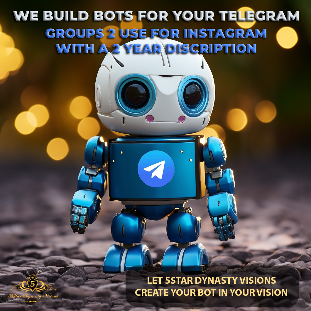 5 Star Dynasty Visions creates media bots for Telegram, such as those for Spotify, YouTube, Twitter/X, LinkedIn, Instagram, and more. These bots are used to create community groups and ensure that everyone receives the right traffic. The bots check for each member's correct way of engagement.