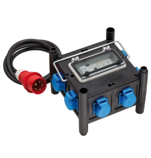 Compact Rubber Power Distributor – CEE 400V/16A | 7x 230V | 2m Cable | Outdoor IP44